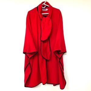Vintage Red Wool Cape with Black Trim ~ Highland Home Industries ~ British Isles